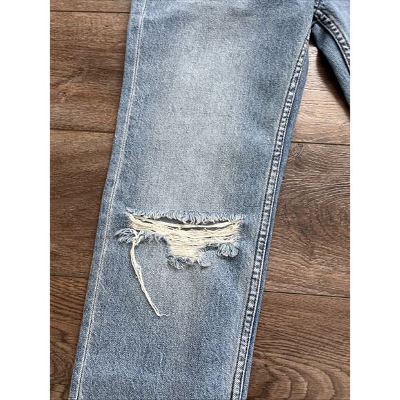 Free People Jeans Womens 26 Chewed Up Mid-Rise Straight Button Fly Distressed - Picture 12 of 13